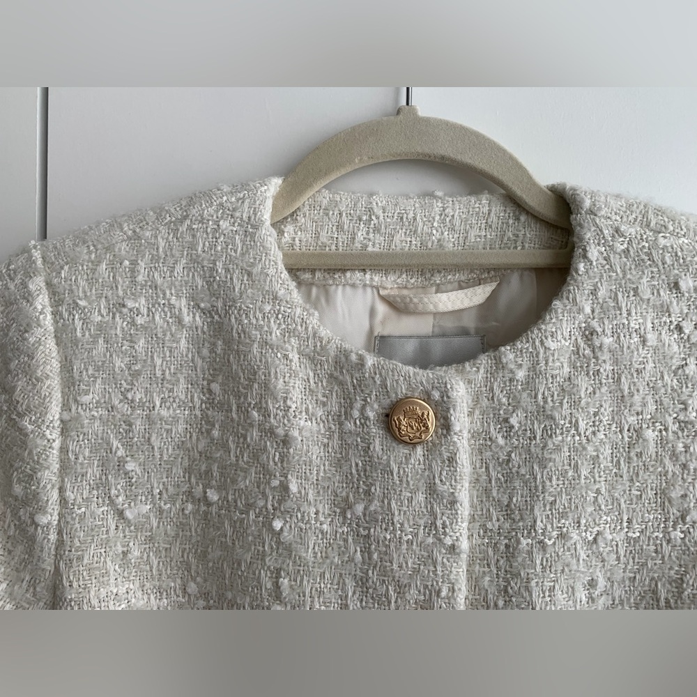 NWT Abercrombie & Fitch Cream Short Sleeve Tweed Jacket XS - Picture 2 of 6